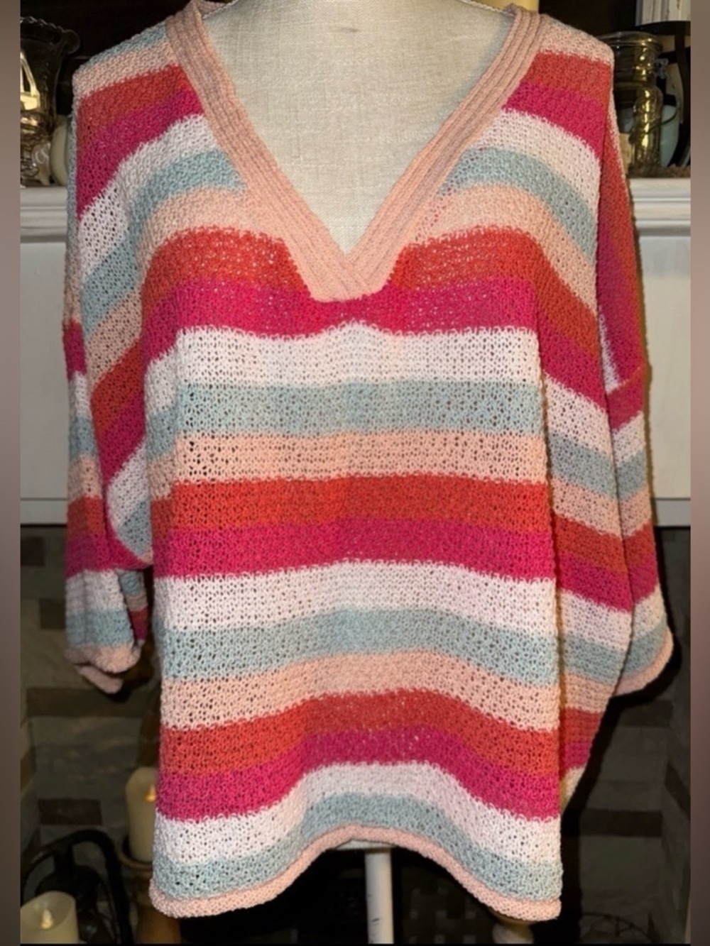 POL Oversized Wide Stripe Open Knit Sweater. Super cozy and fun!! Size M